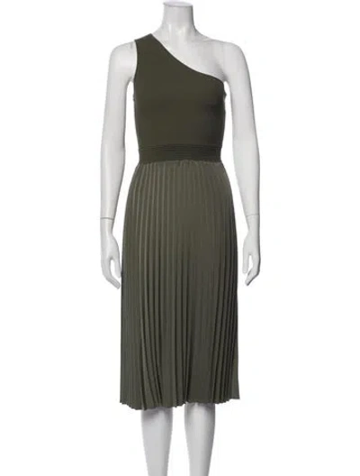 Pre-owned Ted Baker One-shoulder Midi Length Dress In Green