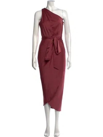 Pre-owned Ted Baker One-shoulder Midi Length Dress In Red