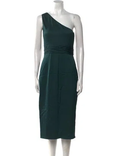 Pre-owned Ted Baker One-shoulder Midi Length Dress W/ Tags In Green