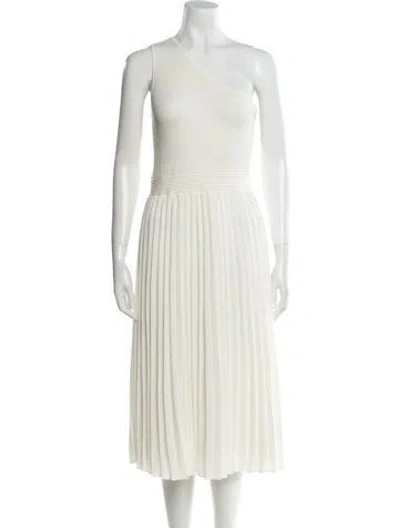 Pre-owned Ted Baker One-shoulder Midi Length Dress In White