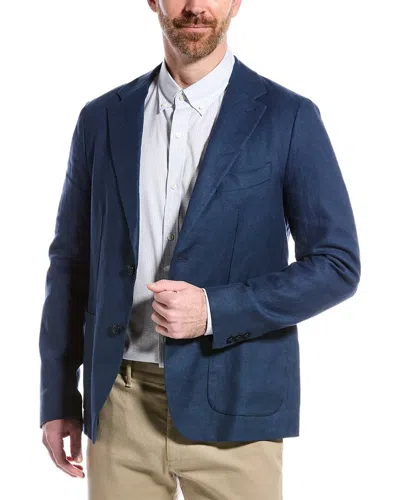 Ted Baker Onich Linen-blend Slim Fit Blazer In Blue