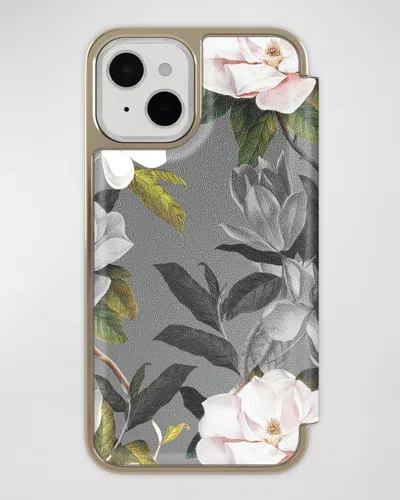 Ted Baker Opal Mirror Folio Iphone 13/14 Case In Grey