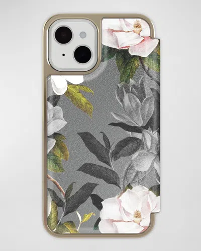 Ted Baker Opal Mirror Folio Iphone 14 Plus Case In Gray