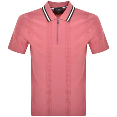 Ted Baker Orbite Jacquard Polo T Shirt Pink