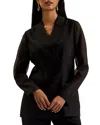 Ted Baker Organza Collared Blazer In Black
