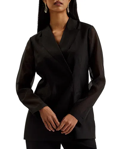 Ted Baker Organza Collared Blazer In Black