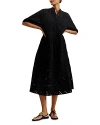 Ted Baker Womens Black Nikaia Broderie-anglaise Relaxed-fit Cotton Midi Dress In Black