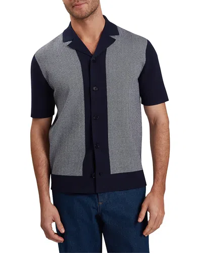 Ted Baker Padrig Herringbone Knit Colorblocked Shirt In Blue