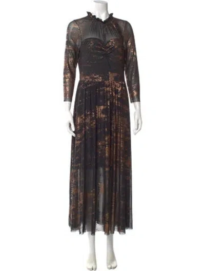 Pre-owned Ted Baker Paisley Print Long Dress W/ Tags In Black