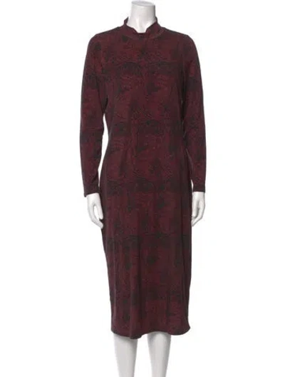 Pre-owned Ted Baker Paisley Print Midi Length Dress In Burgundy