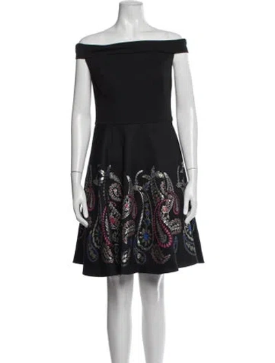 Pre-owned Ted Baker Paisley Print Mini Dress In Black/metallic
