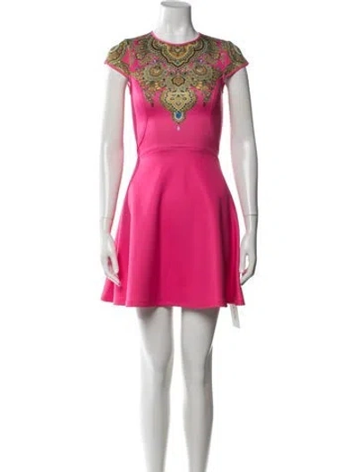 Pre-owned Ted Baker Paisley Print Mini Dress In Pink