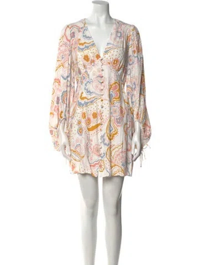 Pre-owned Ted Baker Paisley Print Mini Dress In White