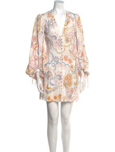 Pre-owned Ted Baker Paisley Print Mini Dress In White