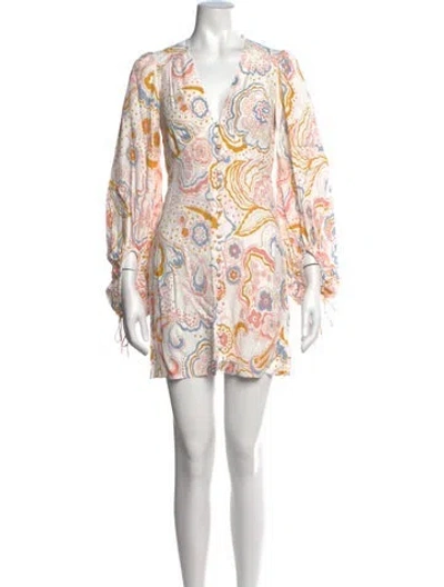 Pre-owned Ted Baker Paisley Print Mini Dress In White
