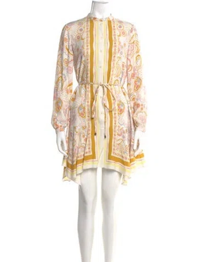 Pre-owned Ted Baker Paisley Print Mini Dress In Yellow