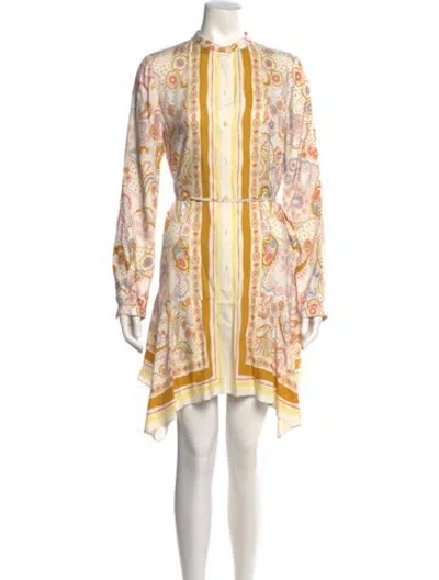 Pre-owned Ted Baker Paisley Print Mini Dress In Yellow