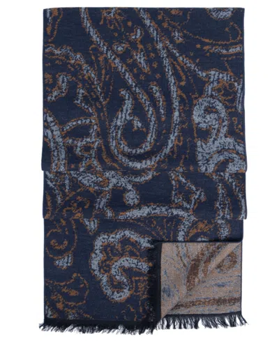 Ted Baker Paisley Reversible Brushed Wrap Scarf In Blue