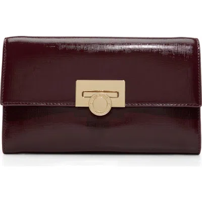 Ted Baker Parisa Faux Leather Crossbody In Bordeaux Crosshatch Shiny