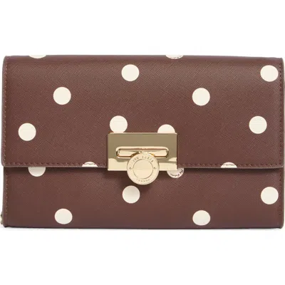 Ted Baker Parisa Polka Dot Faux Leather Crossbody Bag In Brown