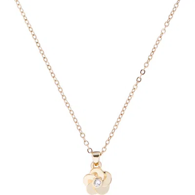 Ted Baker Parnela Polished Flower Pendant Necklace In Pale Gold/crystal