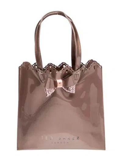 Pre-owned Ted Baker Patent Leather Bucket Bag In Brown