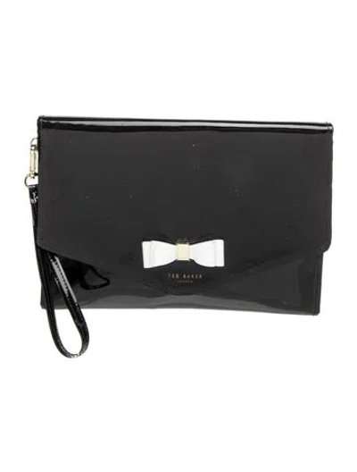 Pre-owned Ted Baker Patent Leather Clutch In Black