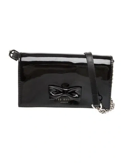 Pre-owned Ted Baker Patent Leather Clutch In Black