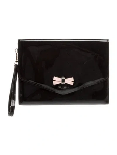 Pre-owned Ted Baker Patent Leather Clutch In Black