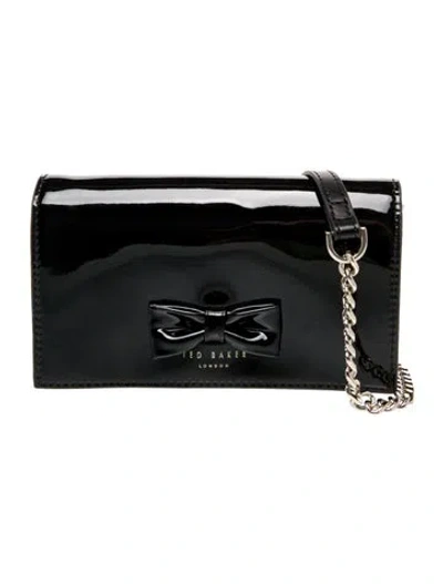 Pre-owned Ted Baker Patent Leather Clutch In Black