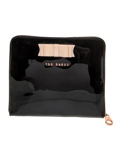 Pre-owned Ted Baker Patent Leather Clutch In Black