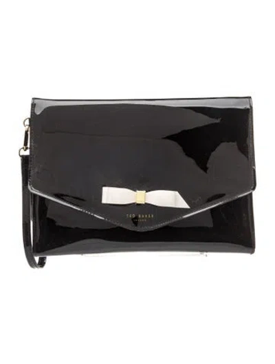 Pre-owned Ted Baker Patent Leather Clutch In Black