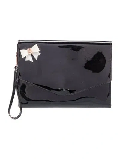 Pre-owned Ted Baker Patent Leather Clutch In Black