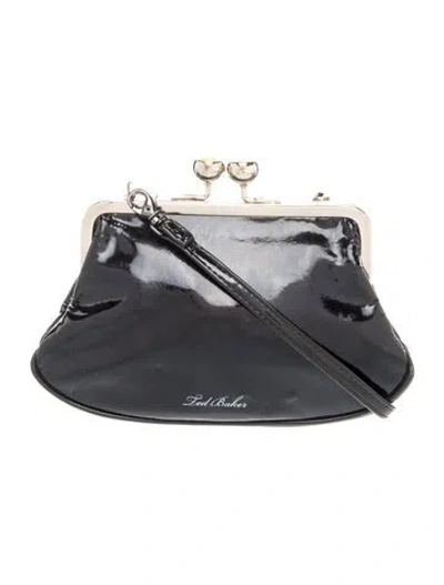 Pre-owned Ted Baker Patent Leather Clutch In Black