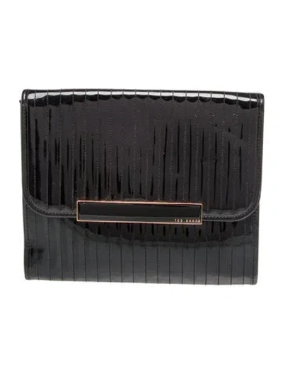 Pre-owned Ted Baker Patent Leather Clutch In Black