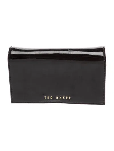 Pre-owned Ted Baker Patent Leather Clutch In Black