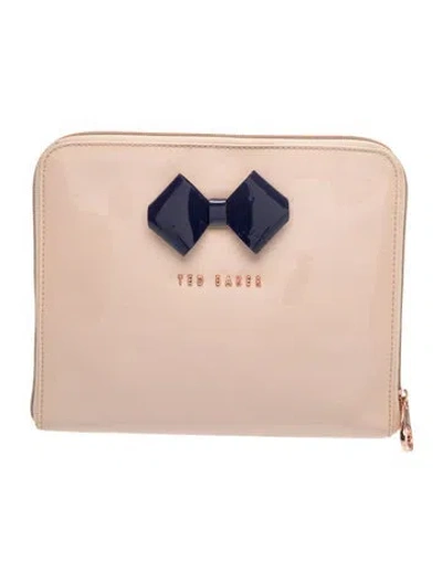 Pre-owned Ted Baker Patent Leather Clutch In Neutrals