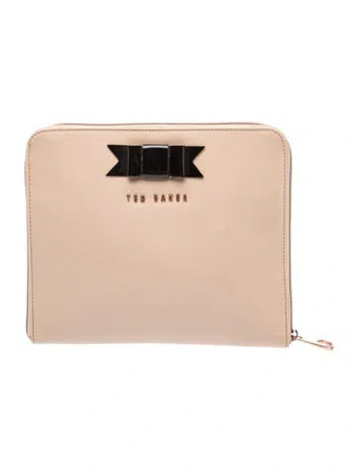 Pre-owned Ted Baker Patent Leather Clutch In Neutrals