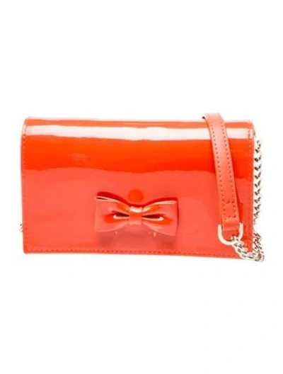 Pre-owned Ted Baker Patent Leather Clutch In Orange