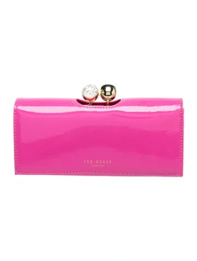 Pre-owned Ted Baker Patent Leather Clutch In Pink