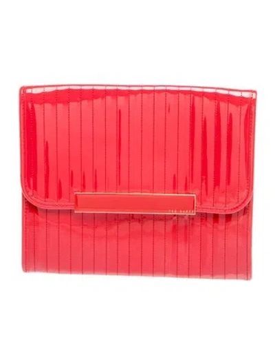 Pre-owned Ted Baker Patent Leather Clutch In Red