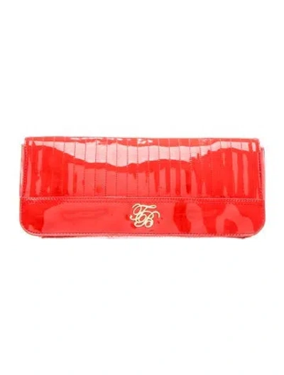 Pre-owned Ted Baker Patent Leather Clutch In Red