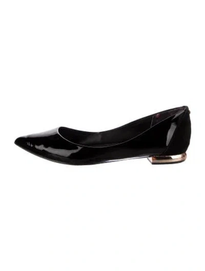 Pre-owned Ted Baker Patent Leather Flats In Black