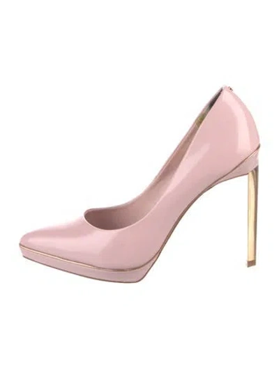 Pre-owned Ted Baker Patent Leather Pumps In Gold/pink