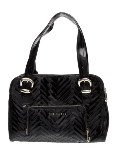 Pre-owned Ted Baker Patent Leather Shoulder Bag In Black