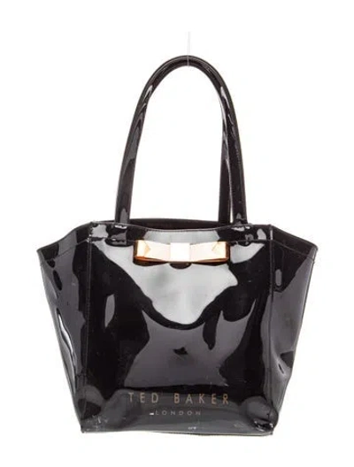 Pre-owned Ted Baker Patent Leather Shoulder Bag In Black