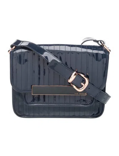 Pre-owned Ted Baker Patent Leather Shoulder Bag In Blue