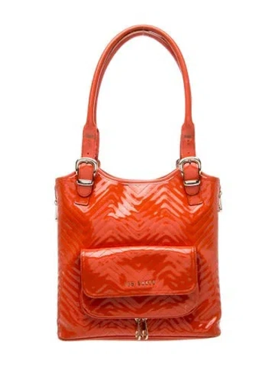 Pre-owned Ted Baker Patent Leather Shoulder Bag In Orange