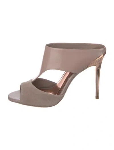 Pre-owned Ted Baker Patent Leather Slides In Neutral