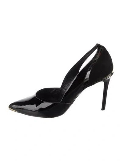 Pre-owned Ted Baker Patent Leather Slingback Pumps In Black